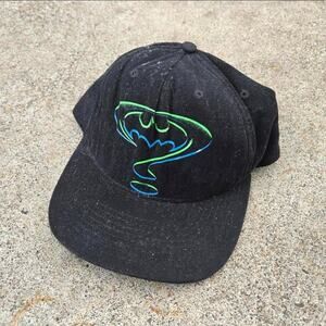 Vtg 90s BATMAN Forever Bat Riddler Logo DC Comics Movie Snapback Hat Cap USA NOS